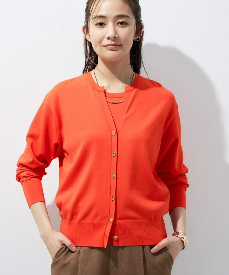 【洗える/アンサンブル】衿あきカーディガン&パフスリーブニット24