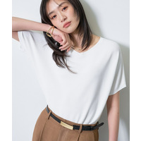 【洗える】ガーター編みVネックニットT