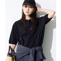 【洗える／コットン】ドライタッチさらりポロ衿ニットT