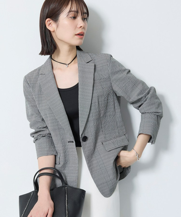 【洗える／UVケア／SETUP可能】サッカー素材テーラードジャケット