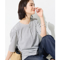 【UVケア／吸汗速乾】チェック柄タックボリュームスリーブトップス