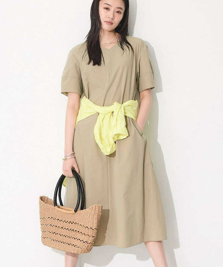 【撥水／UVケア／SETUP可能】軽量ベルト付きAラインワンピース