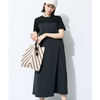 【洗える／1枚でキマる／ドロスト付】ビスチェ風ドッキングTワンピース