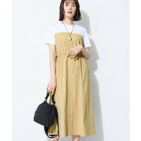 【洗える／1枚でキマる／ドロスト付】ビスチェ風ドッキングTワンピース