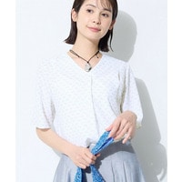 ◆【お仕事に最適】Vネック柄ブラウス