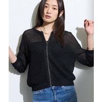 【軽羽織／着映え】メッシュ編みニットブルゾン