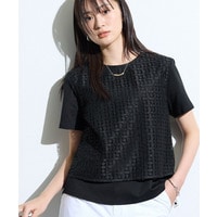 【洗える】レイヤード風レースコンビTシャツ