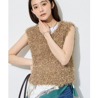 【洗える】ファンシーヤーンVネックニットベスト
