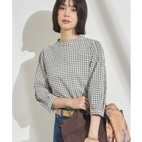 【初秋にピッタリ！／洗える】凹凸素材ミニスタンドトップス