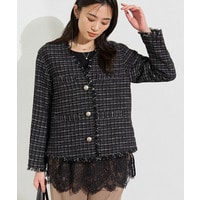 【華やか／着回し力◎】上品ツイードVネックジャケット