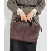 【合皮／ショルダー付】スエード調ミドルバッグ