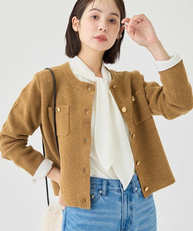 【軽やか】ブークレニットジャケット
