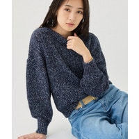 【コットン混/ミックスカラー】カールヤーン パフスリーブニット