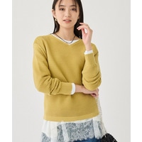 【ウール混／体型カバー】ラメガーター編み Vネックニット