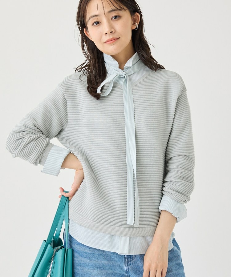 【ウール混/体型カバー】ラメガーター編み Vネックニット7