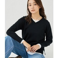 【上品な光沢感】エクストラファインウールVネックニット
