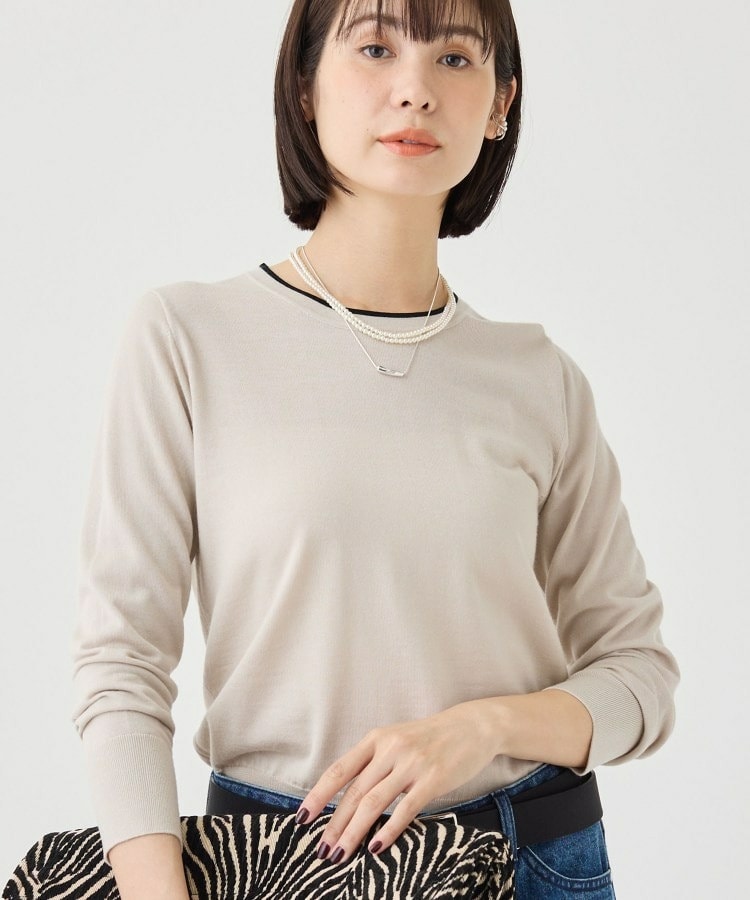 【上品な光沢感】エクストラファインウール クルーネックニット1