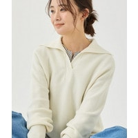 【ウール混／クロップド丈】畦編みスキッパー衿ニット
