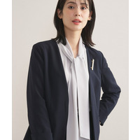 【通勤スーツ／洗える】ストレッチカラーレスジャケット