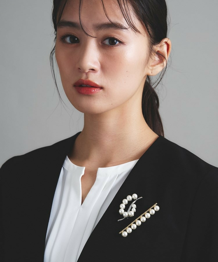 【セレモニー/上品】パール調モチーフブローチ5