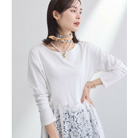 【洗える／レイヤードにおすすめ】レース切り替えカットソー