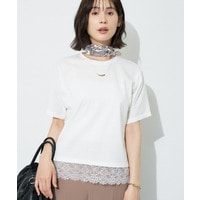 【汗ジミ防止／接触冷感】裾レースドルマンTシャツ