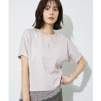 【汗ジミ防止／接触冷感】裾レースドルマンTシャツ