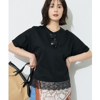 【汗ジミ防止／接触冷感】裾レースドルマンTシャツ