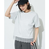 【汗ジミ防止／接触冷感】裾レースドルマンTシャツ