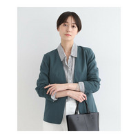 【洗える／UVケア／接触冷感／SETUP可能】麻混ノーカラージャケット