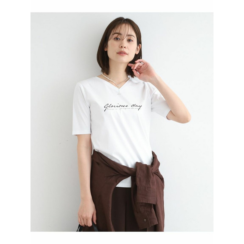 【洗える／コットン100％】VネックロゴTシャツ24