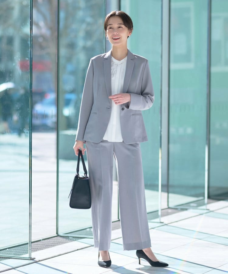 【洗える/UVケア/SETUP可能】ウール調ワイドパンツ29