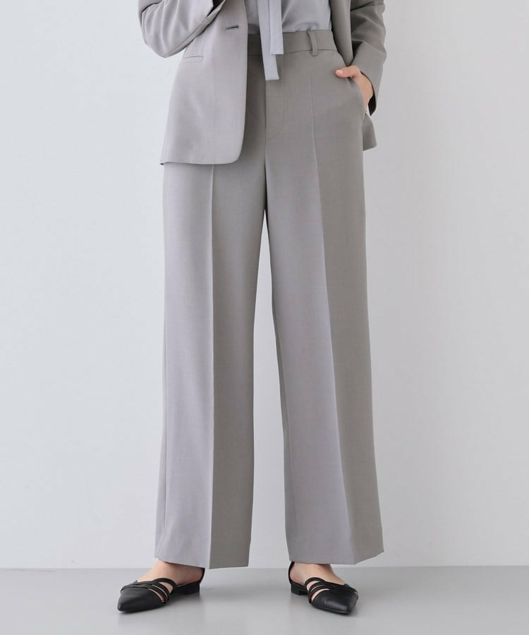 【洗える/UVケア/SETUP可能】ウール調ワイドパンツ30