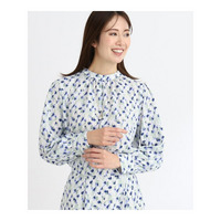 【マシンウォッシュ可／セットアップ可】パフスリーブプリントブラウス