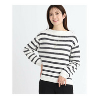 【春SALE】ボートネックボーダーニット