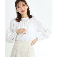 【R‐QUALITY／接触冷感／洗える】スタンドネックシャツブラウス