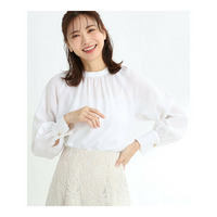 【R‐QUALITY／接触冷感／洗える】スタンドネックシャツブラウス