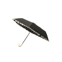 【晴雨兼用／UVカット率100％／雨の日もおしゃれに◎】バイカラーフリルデザイン折りたたみ傘