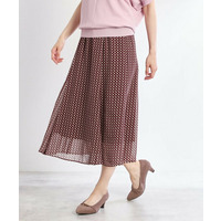 【WEB先行カラーあり／マシンウォッシュ可／ウエスト総ゴム／秋まで着られる◎】コツキ幾何柄ロングスカート