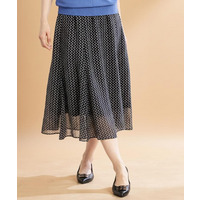 【WEB先行カラーあり／マシンウォッシュ可／ウエスト総ゴム】コツキ幾何柄ロングスカート