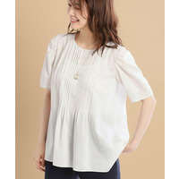 【すっきり見え！長め丈】ピンタックデザインチュニックブラウス