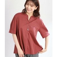 【接触冷感／マシンウォッシュ可】スキッパーネックジャージトップス