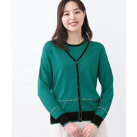 【WEB先行カラーあり／手洗い可／アンサンブル可】バイカラーカーディガン