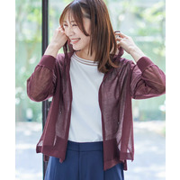 【手洗い可／気軽な羽織りに◎】フード付きシアーカーディガン