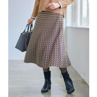 【WEB先行カラーあり／セットアップ可】幾何調柄ニットスカート