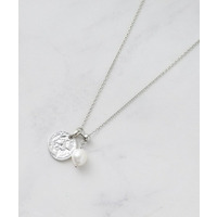 【チェーン長さ調節可】コインパーツ×淡水パールネックレス