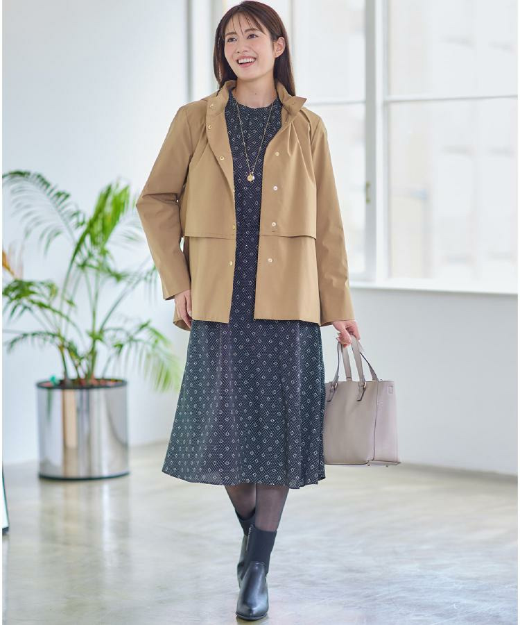 【きちんと見え/通勤/セレモニーにおすすめ◎】ドット×ダイヤ柄ワンピース23