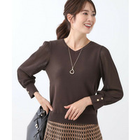 【残暑から秋まで着られる◎】Vネック×メッシュスリーブニット