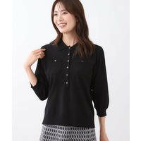 【透けにくい◎】衿付き七分袖ニット