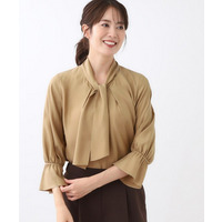 【キレイめスタイル／通勤におすすめ◎】ボウタイシャンブレーカラーブラウス